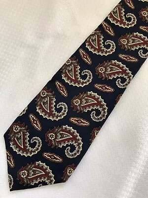 Stonehenge Handmade Unique Paisley Navy Red White Brown Silk Necktie • $7.99