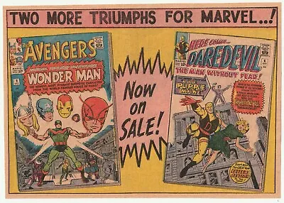 Original 1964 Comic Promo Ad Avengers #9 1st Wonder Man Daredevil #4 Purple Man • $4.99