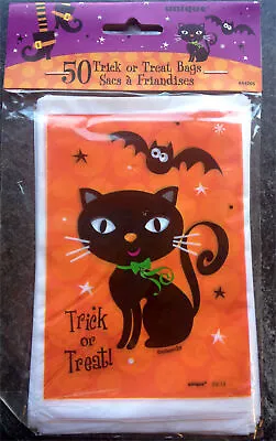 Halloween Black Cat Party Bags 10 X 15cm Mini Trick Or Treat Sweet Party Bag X50 • £2.99