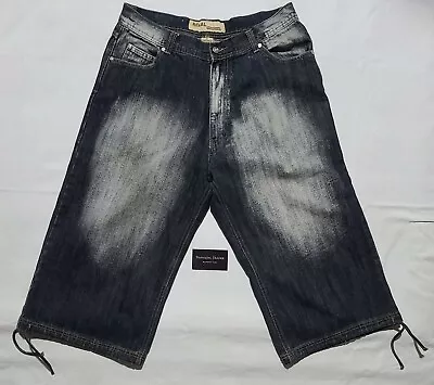Men's Regal Capri  Authentic Blue Denim Shorts Embroidered On Pockets 36x20 • $49.99