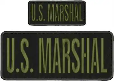 U S  Marshal Embroidery Patch 4x10 & 2x5 Hook On Back Blk/od Green • $16.75