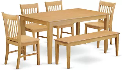 CANO6-OAK-W Capri 6 Piece Room Furniture Set Contains A Rectangle Kitchen Table  • $1207.88