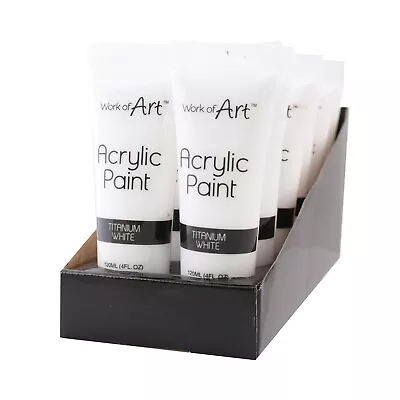 6 X White Acrylic Paints 120ml Canvas Painting Creative Artist Adult Art Crafts • £9.49