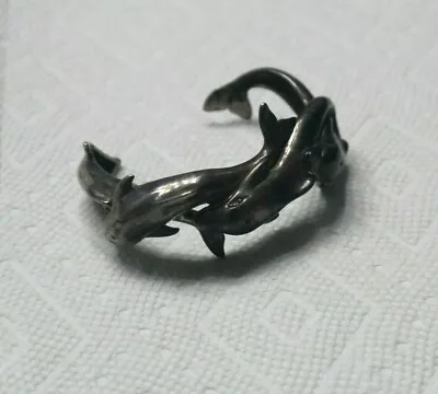 Vintage KBN Kabana Sterling Dolphins Cuff Bracelet • $120