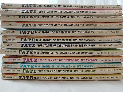 FATE Magazine True Strange Unknown Stories 1971 FULL Year Lot 12 Psychic Atlanti • $35