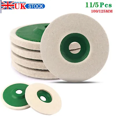 £5.89 • Buy 11/5Pcs Wool Buffing Angle Grinder Wheel Felt Polishing Disc Pad Kit 100mm 125mm