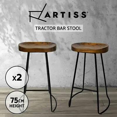 $144.08 • Buy Artiss 2 X Vintage Tractor Bar Stools Wooden Stool Industrial Chairs Set Black