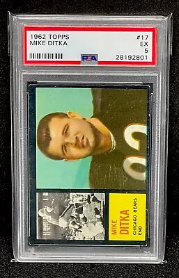 Mike Ditka Rookie PSA 1962 Topps Football #17 Graded PSA 5 EX Bears HOF RC • $499.99