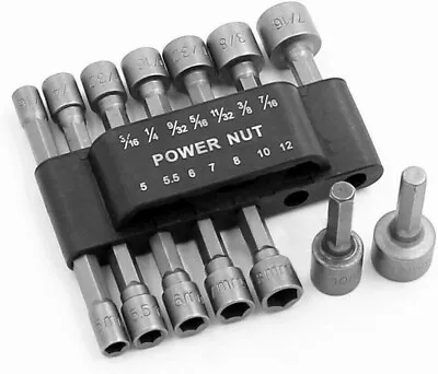 14Pcs Power Nuts Driver Drill Bit Set Metric Socket Wrench 1/4'' Driver Hex Keys • $7.91