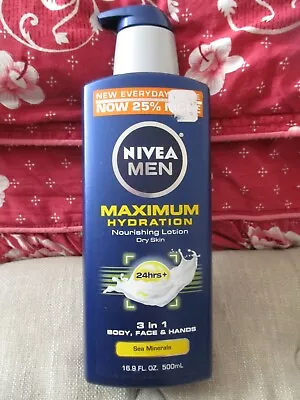 NIVEA MEN Maximum Hydration 3-in-1 Body Lotion 16.9 Fl Oz Sea Minerals • $19.99