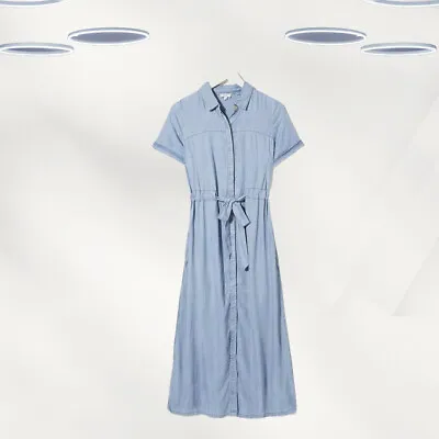 Ex Fat Face Women’s Chambray Shirt Dress In Denim Blue (Defect) • £15.99