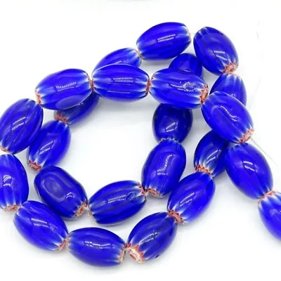 9x5mm 12x8mm 15x10mm 16x12mm Oval Shape Blue Millefiori Glass Beads DIY Jewelry • £4.74