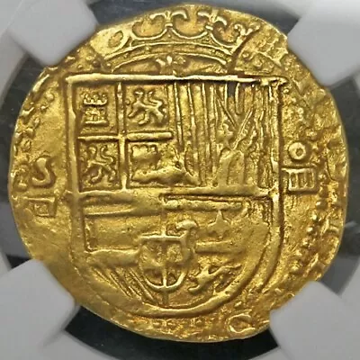 1592-1598 Spain Felipe II 4 Escudos Cob Gold Coin - NGC AU 53 • $7705.20