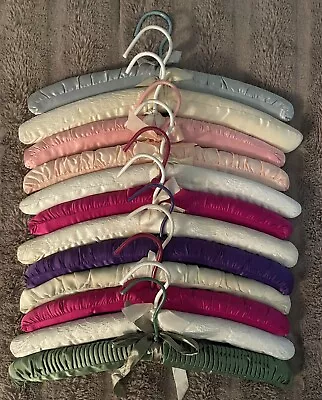 Vintage Padded Satin Boudoir Lingerie Clothes Hangers Multi Colors Lot Of 12 • $25