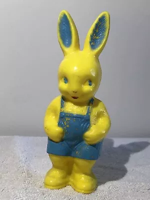 Vintage Irwin Hard Plastic Yellow Blue Bunny Rattle Rabbit Easter Decor 6” • $8.99