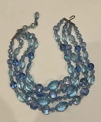 Vintage U/s Vogue 4 Strand Blue Crystal Necklace • $39.99