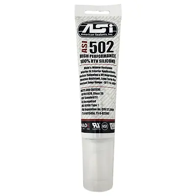 $10.95 • Buy ASI 502 White Food Grade 100% RTV Silicone Sealant - 2.8 Oz Squeeze Tube