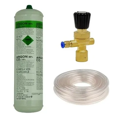 ARGON CO2 DISPOSABLE GAS MIX BOTTLE KIT MIG TIG WELDING W/ MINI REGULATOR + HOSE • £39.99