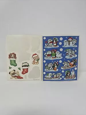 Vintage Hallmark Christmas Stickers Sheet 1981 1983 Penguin Cat Dog Seal • $6
