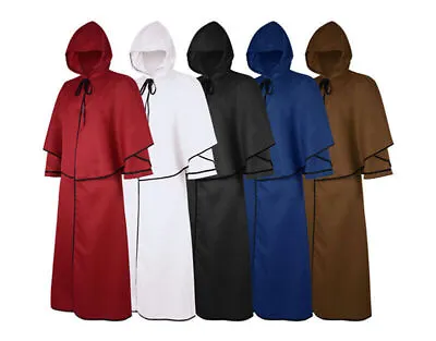 Medieval Monk Plague Doctor Halloween Costume Hood Gown Robe Cloak Wizard Priest • $25.74