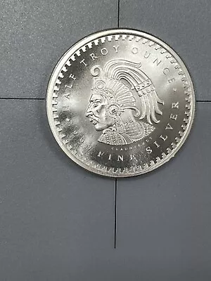 Chief Cuauhtemoc Aztec Mayan Calendar 1/2 Oz Pure .999 Fine Silver Round Coin • $28.45