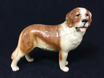 Vintage Glazed Ceramic Newfoundland St. Bernard Dog Figure Morten's Studios © • $55