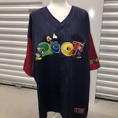 2007 WALT DISNEY WORLD BASEBALL JERSEY BUTTON FRONT SIZE XL EUC Embroidery • $37.50