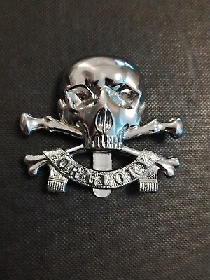 17th 21st Lancers Chrome Deaths Head Regiment Cap Badge 17/21 • £16