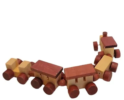 Vtg Loquai Holzkunst Original Tiny Wooden Toy Train Set W Germany 4 ½” Long • $14