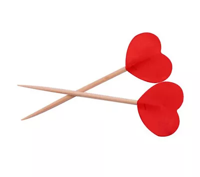 50 Red Heart Topped Party Picks Cocktail Sticks • £3.99