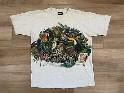 Vintage Amazon Rain Forest T-Shirt LARGE Men's Single Stitch Signal Habitat 80s • $7