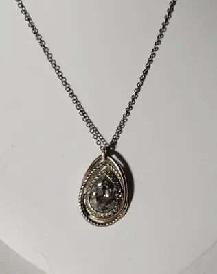 Brighton NEPTUNE RINGS CRYSTAL Teardrop Gold Roped Silver Necklace NWOT • $33