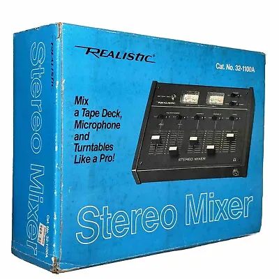 VINTAGE Realistic Radio Shack 32-1100a Stereo Mixer Analog Portable - Tandy • $50