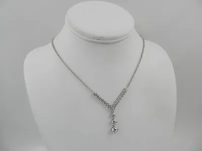 MACY'S Cubic Zirconia 18  Y-Necklace In Sterling Silver • $49.99