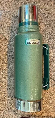 VINTAGE STANLEY THERMOS ALADDIN Metal Green Retro Vacuum Bottle Quart # A-944DH • $31.80