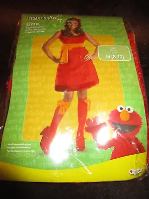 New Sesame Street Elmo Costume Adult Women Size M 8-10 Dress Stockings Headpiece • $39.99