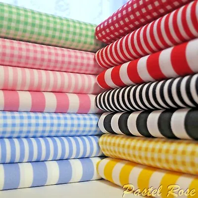 Candy Stripes Mini Gingham / Checks 100% COTTON Poplin Fabric Metre Fat Quarter • £3.75