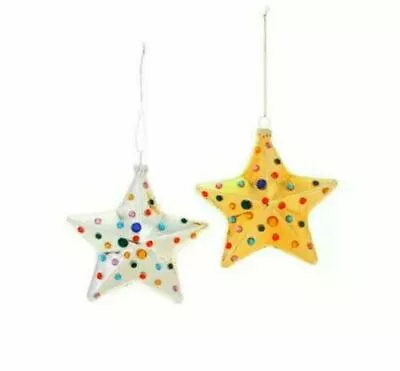 Set/2 Cody Foster Gold Silver 5  Jeweled Stars Ornaments Retro Christmas Decor • $17.29