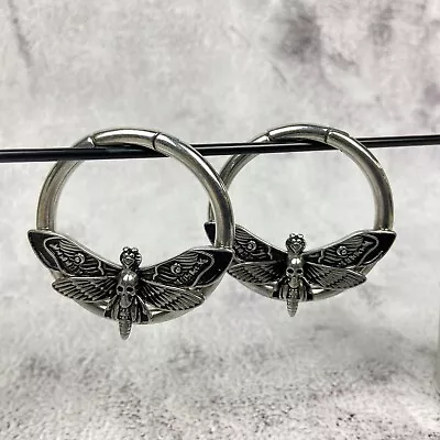 316L Stainless Steel Death Moth Clicker Ear Weights (PS-297) Plugs Gauges • $35.99