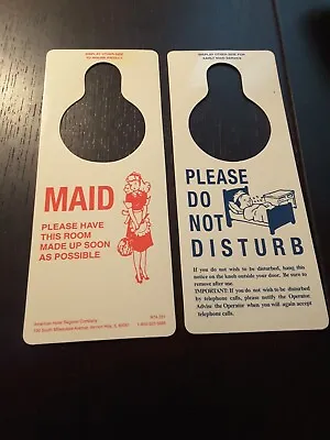 Vintage Maid Service Do Not Disturb Signs American Hotel Register Comp. Lot Of 2 • $14.99