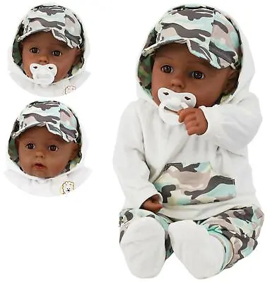 BiBi Doll 20” Black Baby Doll Soft-Bodied Ethnic Boy W/ Sounds & Dummy Kids Toy • £19.79