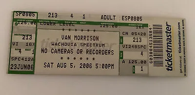 Van Morrison Full Concert Ticket 8/5 200606 Wachovia Spectrum Philadelphia PA • $15.30