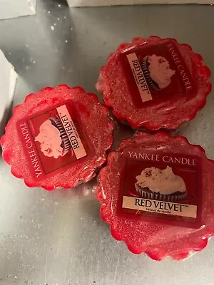 3 X Red Velvet Yankee Candle Wax Tart Discontinued Cake Sweet Brown Sugar • £12