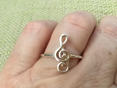 Music Ring Sterling Silver 925 Musical Note Treble Clef Festival Unusual Design • £10