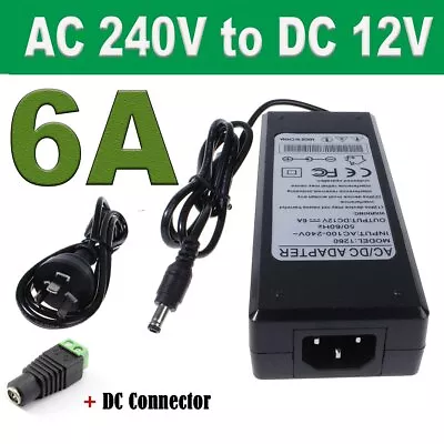 DC 12V 6A 72W Power Supply Transformer Adapter Charger For LED Strip Lights AU • $5.99
