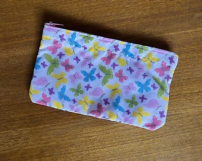 £4.99 • Buy Handmade Zip Bag Beautiful Butterfly Print Fabric Material Make-Up Bag Pouch