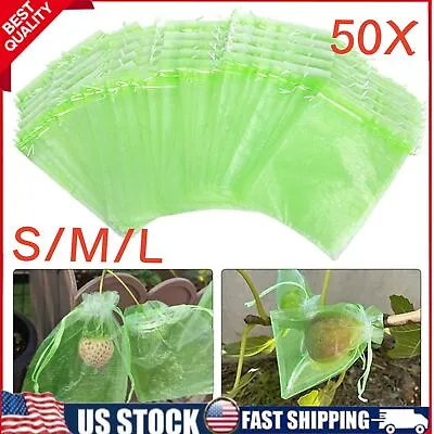 50x Fruit Net Bags Agriculture Garden Vegetable Protection Mesh Insect Proof • $5.98
