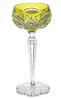 $445 • Buy Val St Lambert Heidelberg Yellow Cut To Clear Crystal Wine Goblet Glass