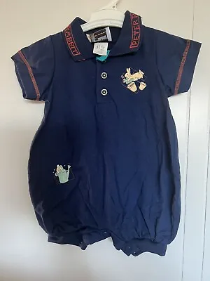 PETER RABBIT By Junior Int. Navy One-piece 6 Month Old Jumpsuit - Vintage 90s • $65