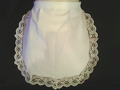 LADIES WHITE 50'S STYLE WAIST WAITRESS APRON PINNY Pinklace Fancydress HEN PARTY • £5.99